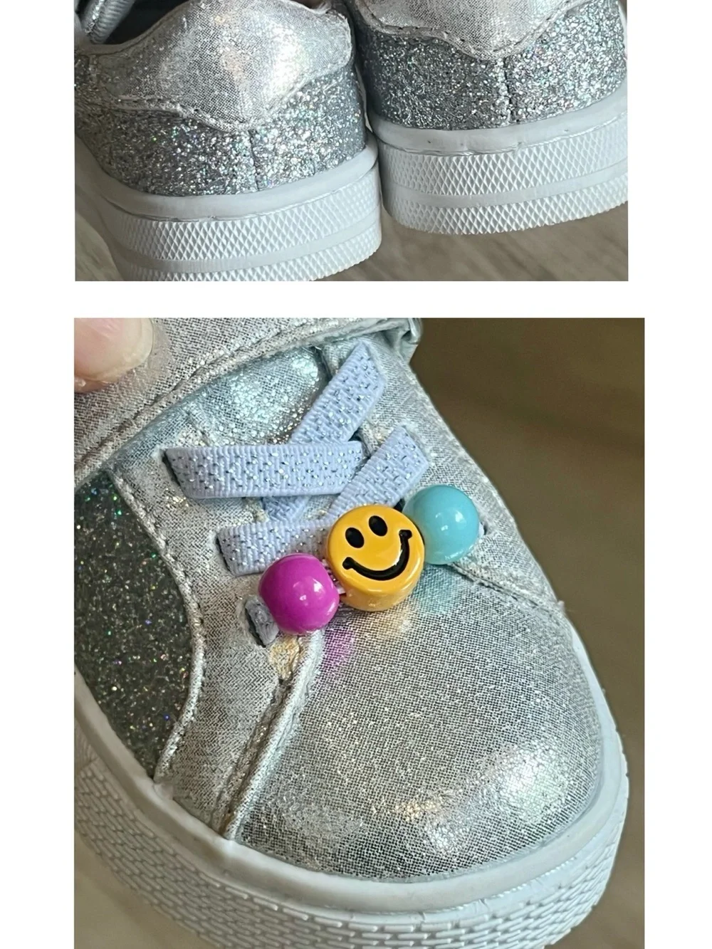The Children’s Place Toddler Girls Glitter Beaded Low Top Sneakers Size 4